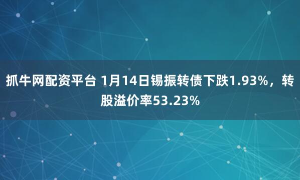 抓牛网配资平台 1月14日锡振转债下跌1.93%，转股溢价率53.23%